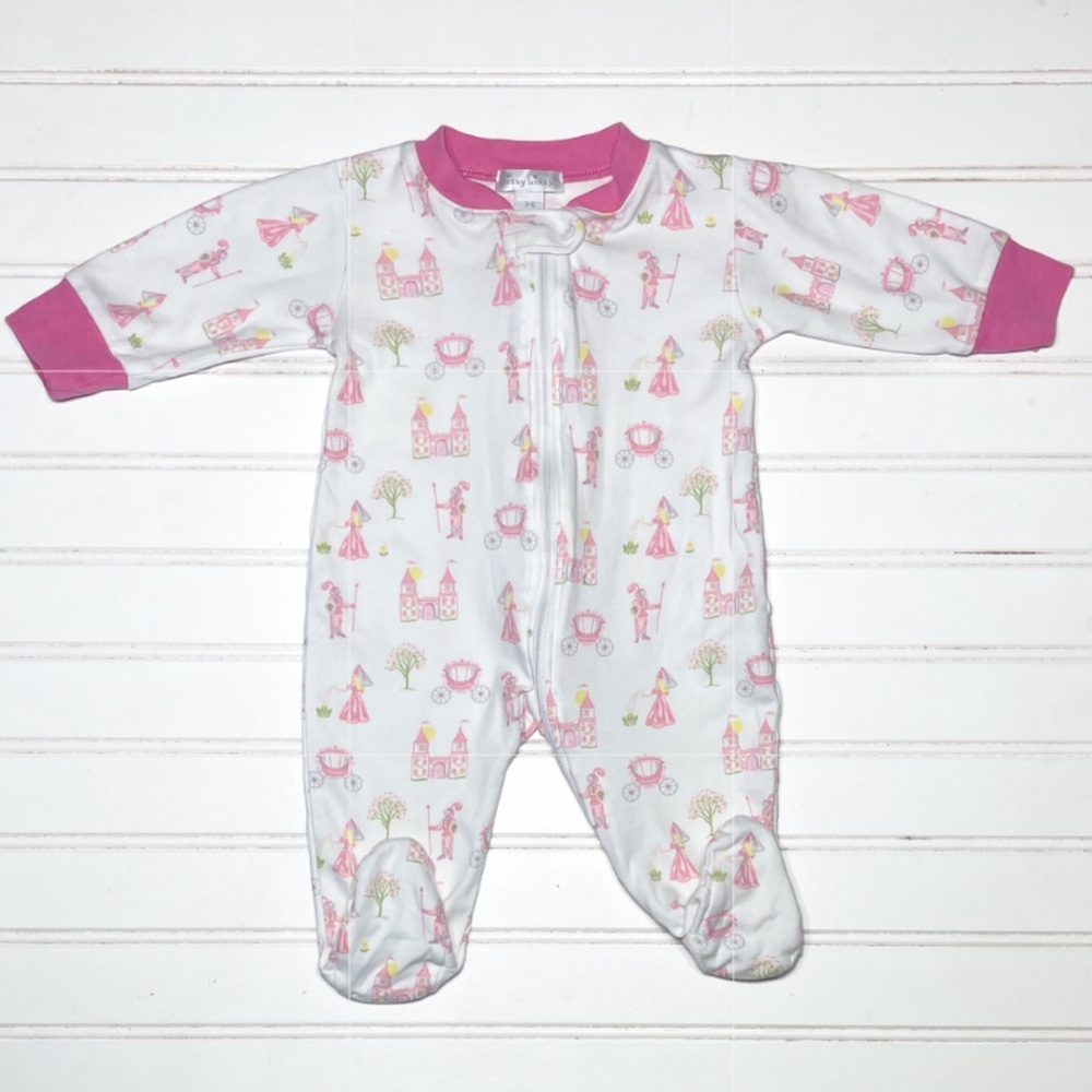 KISSY KISSY VGUC 100% Pima Cotton Girls Princess Castle Fairytale Footie Pajamas